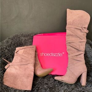 Shoe Dazzle Women's Blush Suede Heeled Boots